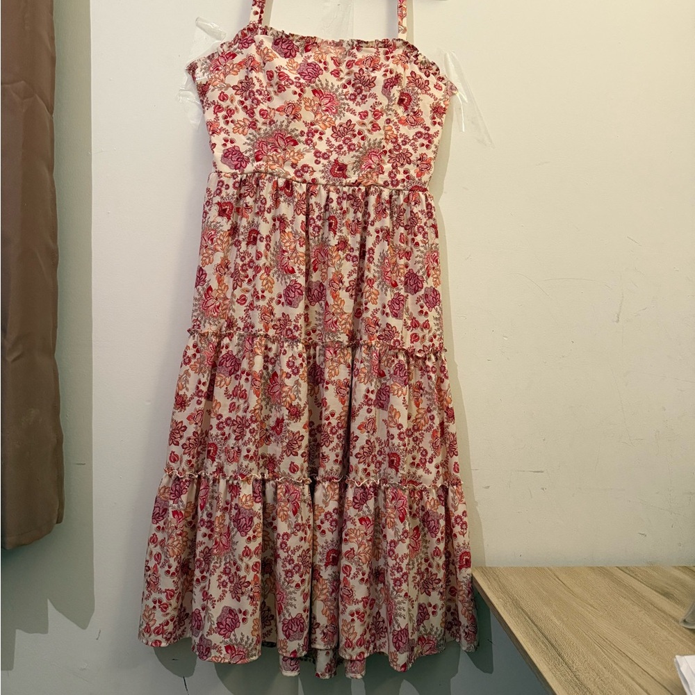 City Triangles Red and Pink Floral Kids Dress